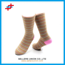 Polyester stripe sock,custom logo design ,colored dress socks